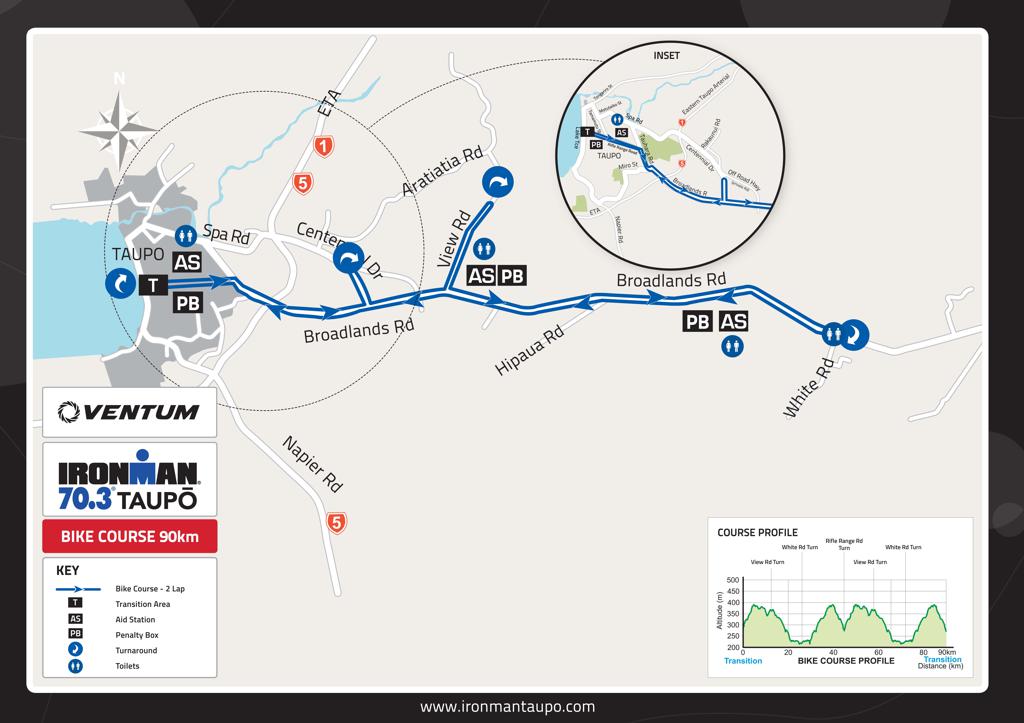 Bike course map IM703 Taupo
